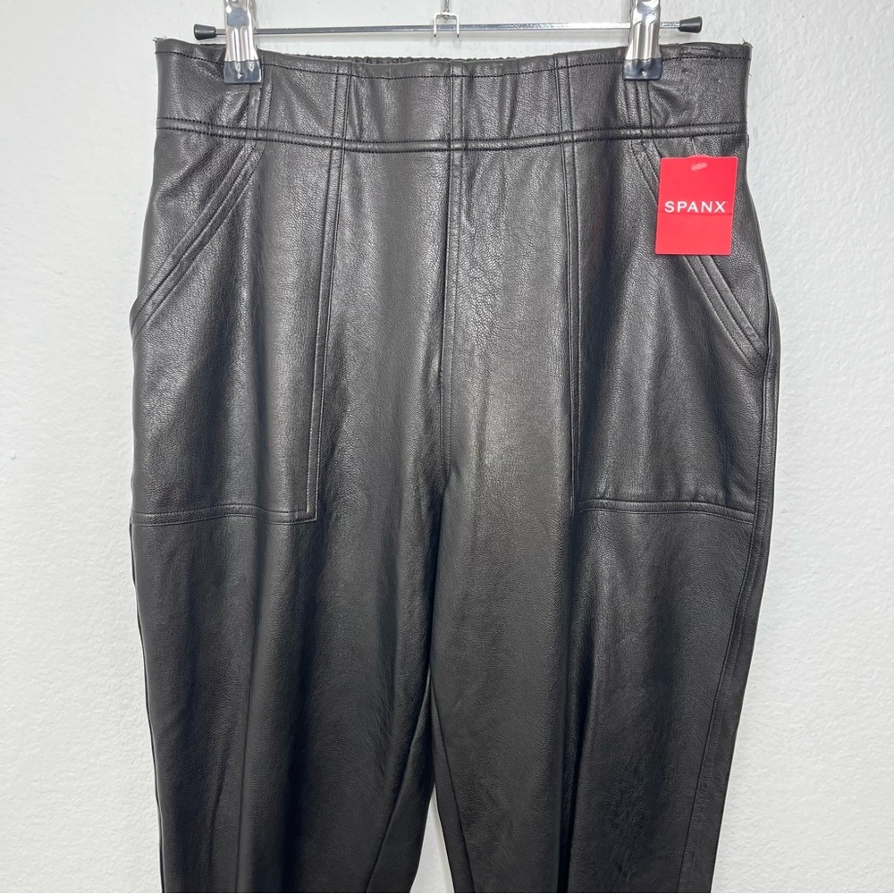 SPANX Faux Leather Jogger Pants Brown NWT Small - Picture 6 of 8